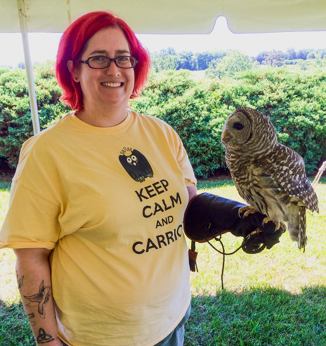 Me and My Buddy Athena the Barred Owl